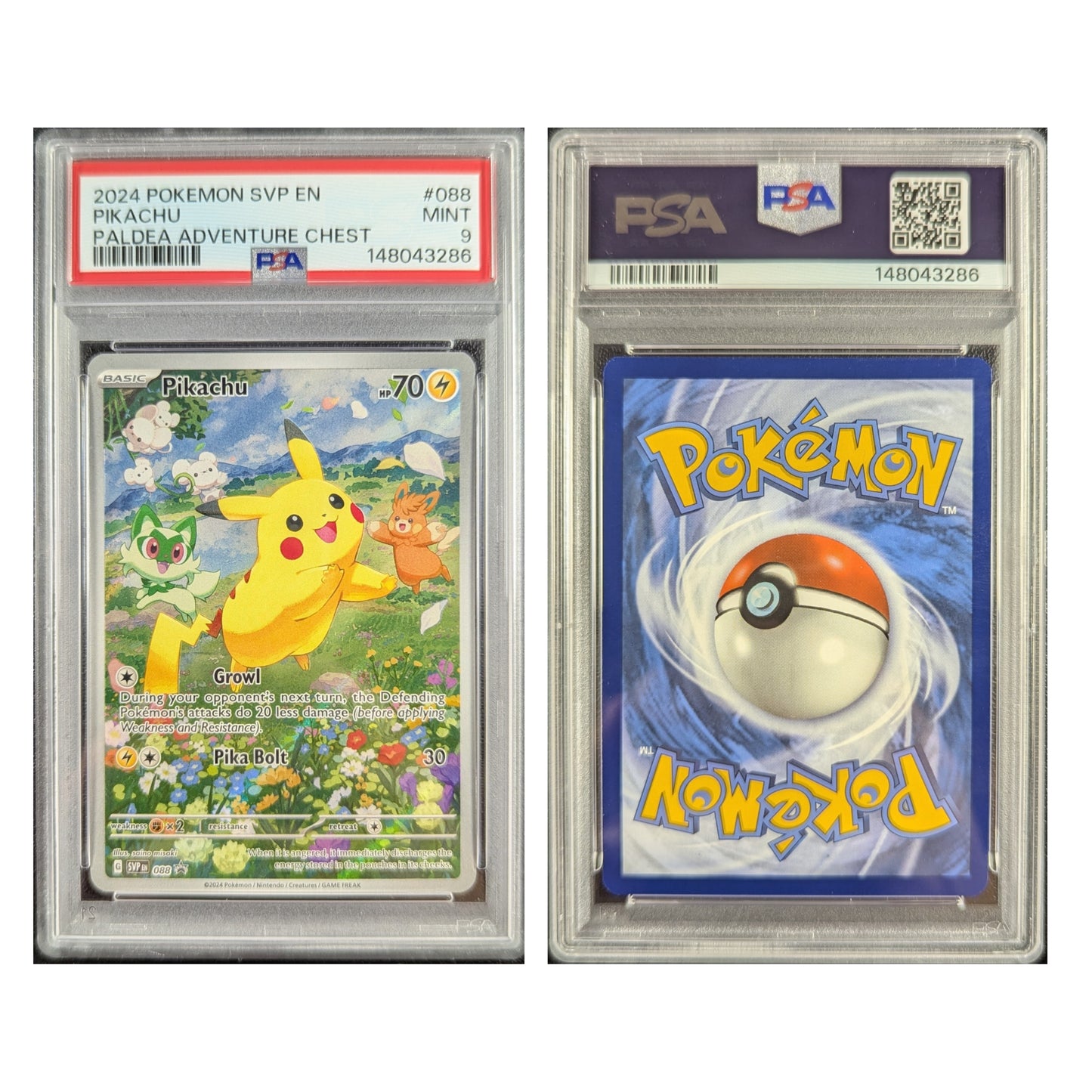 PSA 9 MINT | Paldea Adventure Chest - Pikachu 088 Black Star Promo Englisch